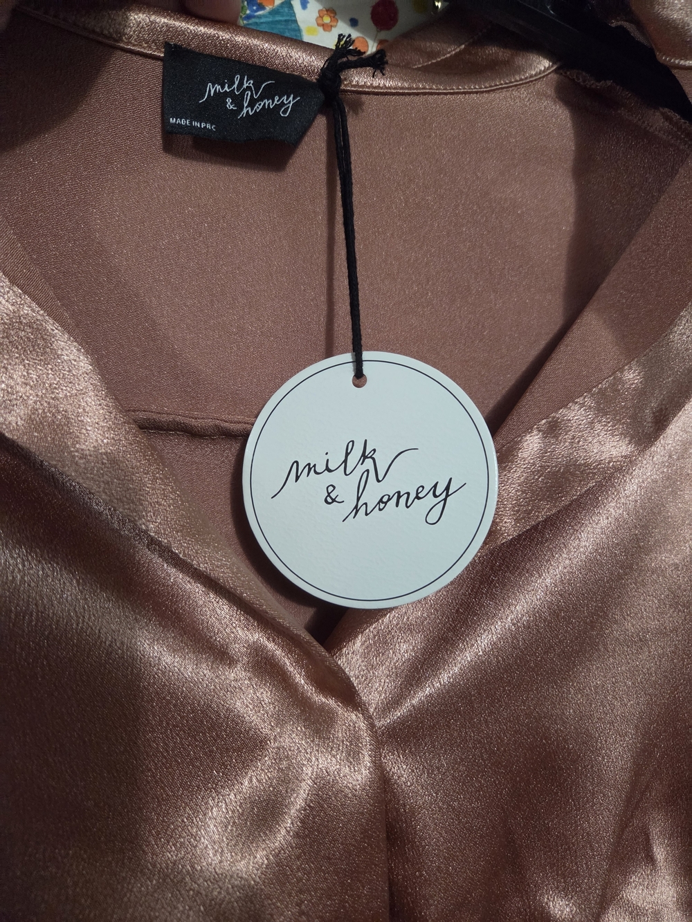 Milk & Honey Satin Copper Button-Up Top - Picture 4 of 5